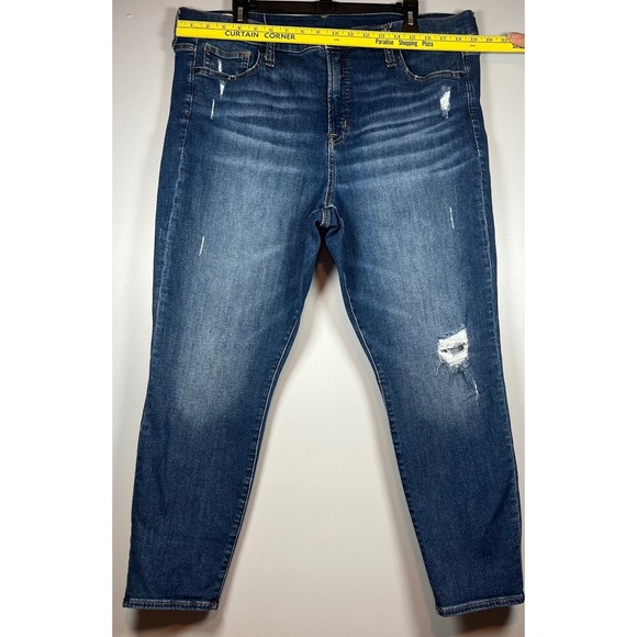 GAP Women's True Skinny Ankle High Rise, Distressed Dark Wash, Size 35/20R - Picture 3 of 8